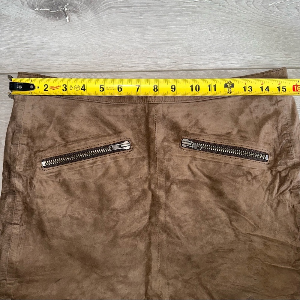 The Kooples Women's Brown Suede Leather Mini Skirt size medium zip details - Picture 6 of 7